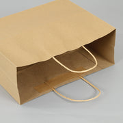 10 PCS Elegant Kraft Paper Bag With Handles for Wedding/Birthday Party/Jewelry/Clothes, Size:32x25x11cm(Yellow Kraft)