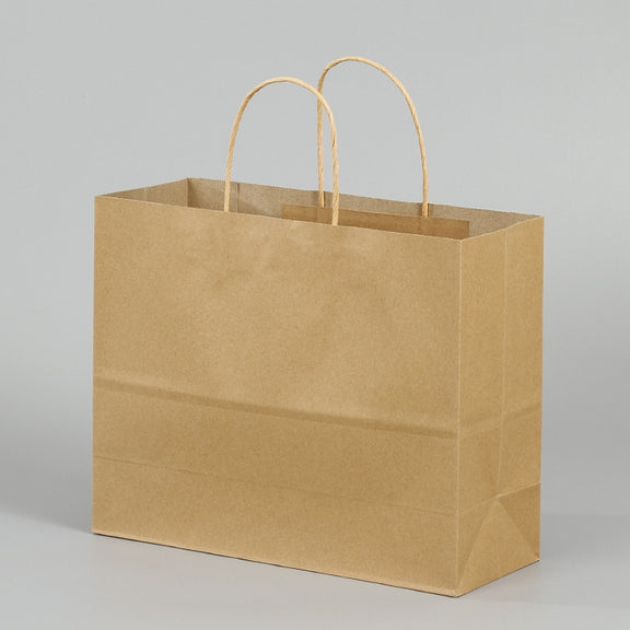 10 PCS Elegant Kraft Paper Bag With Handles for Wedding/Birthday Party/Jewelry/Clothes, Size:32x25x11cm(Yellow Kraft)