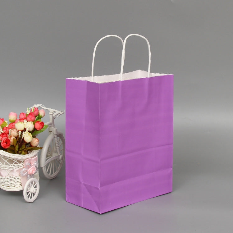 10 PCS Elegant Kraft Paper Bag With Handles for Wedding/Birthday Party/Jewelry/Clothes, Size:42x31x12cm(Purple)