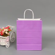 10 PCS Elegant Kraft Paper Bag With Handles for Wedding/Birthday Party/Jewelry/Clothes, Size:42x31x12cm(Purple)