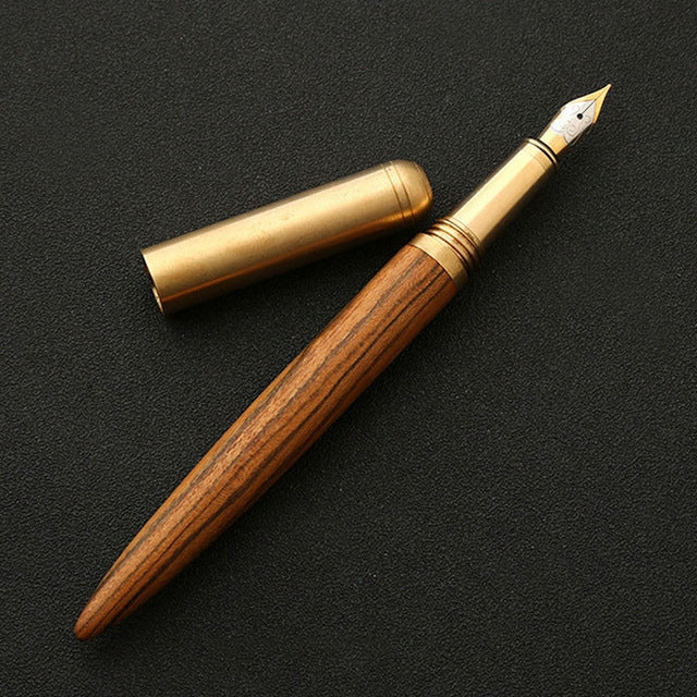 Luxury Wood Fountain Pen School Office Writing Ink Pen Stationery Gifts Supplies(Tiger wood)