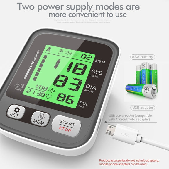JZ-256A Tri-Color Backlight Automatic Upper Arm Sphygmomanometer Home Electronic Sphygmomanometer, Size:22-32cm(No Voice Broadcast)