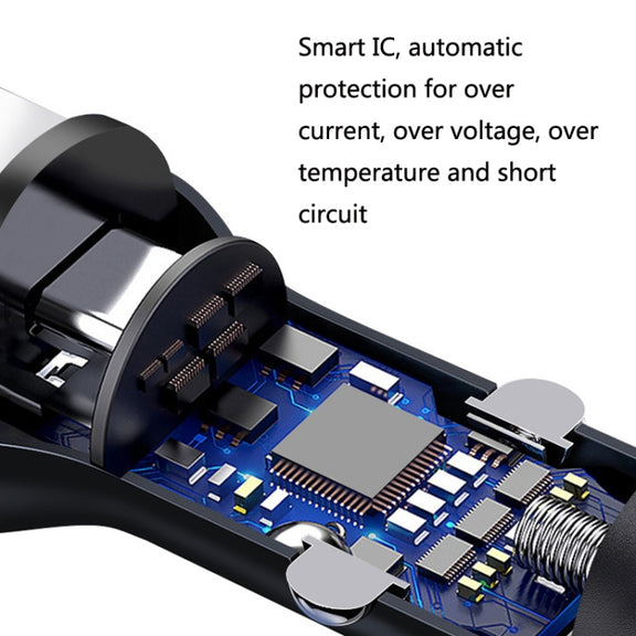 QIAKEY QK505 Dual Ports Fast Charge Car Charger(Black)
