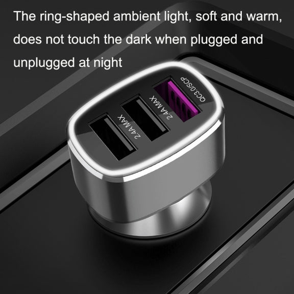 QIAKEY GT680 3 USB Ports Fast Charge Car Charger(Black)