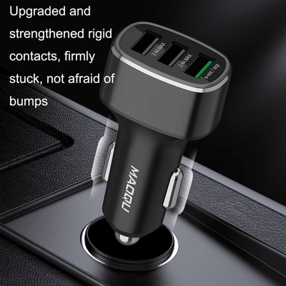 QIAKEY GT680 3 USB Ports Fast Charge Car Charger(Black)