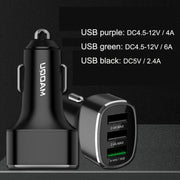 QIAKEY GT680 3 USB Ports Fast Charge Car Charger(Black)