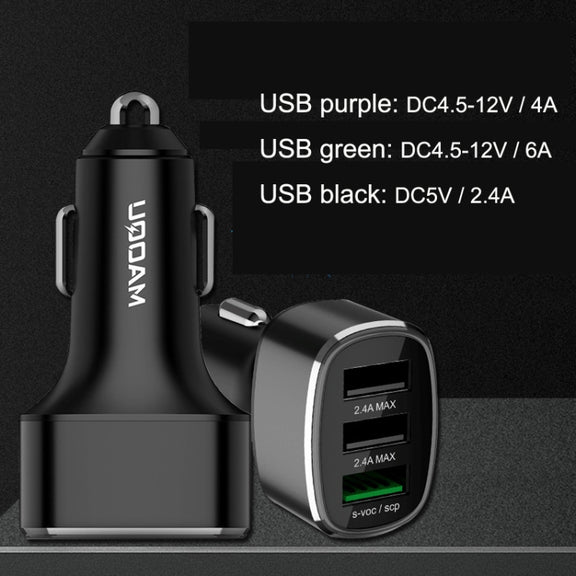 QIAKEY GT680 3 USB Ports Fast Charge Car Charger(Black)