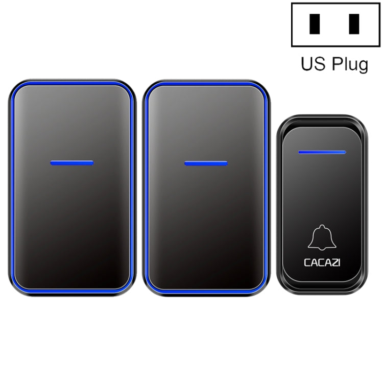 CACAZI A68-2 One to Two Wireless Remote Control Electronic Doorbell Home Smart Digital Wireless Doorbell, Style:US Plug(Black) - Wireless Doorbell by CACAZI | Online Shopping South Africa | PMC TechLife | Buy Now Pay Later Mobicred