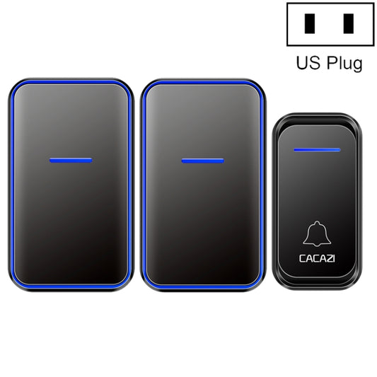 CACAZI A68-2 One to Two Wireless Remote Control Electronic Doorbell Home Smart Digital Wireless Doorbell, Style:US Plug(Black) - Wireless Doorbell by CACAZI | Online Shopping South Africa | PMC Jewellery | Buy Now Pay Later Mobicred