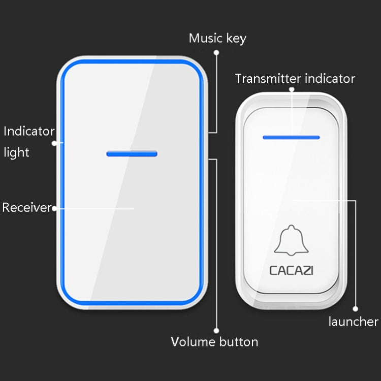 CACAZI A68-2 One to Two Wireless Remote Control Electronic Doorbell Home Smart Digital Wireless Doorbell, Style:US Plug(Black) - Wireless Doorbell by CACAZI | Online Shopping South Africa | PMC TechLife | Buy Now Pay Later Mobicred
