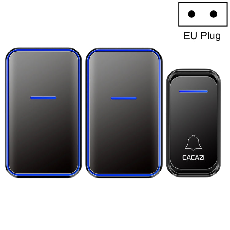 CACAZI A68-2 One to Two Wireless Remote Control Electronic Doorbell Home Smart Digital Wireless Doorbell, Style:EU Plug(Black) - Wireless Doorbell by CACAZI | Online Shopping South Africa | PMC TechLife | Buy Now Pay Later Mobicred