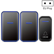 CACAZI A68-2 One to Two Wireless Remote Control Electronic Doorbell Home Smart Digital Wireless Doorbell, Style:EU Plug(Black)