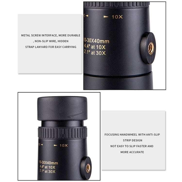 LUXUN 10-30x40 Single-Cylinder HD High-Power Telescope Mobile Phone Mini Telescope(Telescope & Phone Clip & Tripod) - free shipping - PMC Jewellery - Order now!