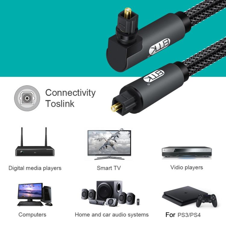 EMK 90 Degree Swivel Adjustable Right Angled 360 Degrees Rotatable Plug Nylon Woven Mesh Optical Audio Cable, Cable Length:2m(Black) - Audio Optical Cables by EMK | Online Shopping South Africa | PMC Jewellery | Buy Now Pay Later Mobicred