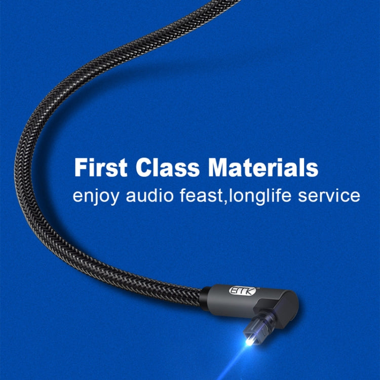 EMK 90 Degree Swivel Adjustable Right Angled 360 Degrees Rotatable Plug Nylon Woven Mesh Optical Audio Cable, Cable Length:3m(Black)