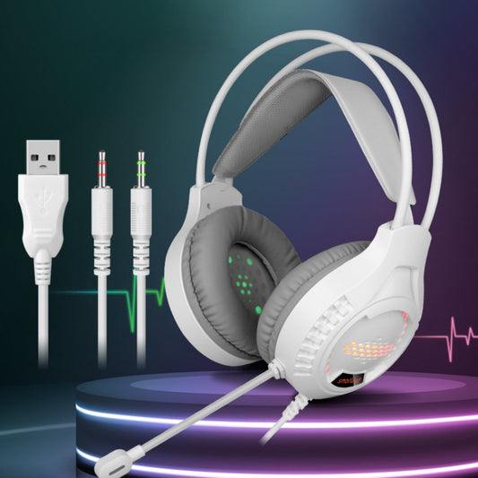 Smailwolf AK3 3.5mm Double Plug Version Game Wired Luminous Desktop Computer Headset(White) - free shipping - PMC Jewellery - Order now!