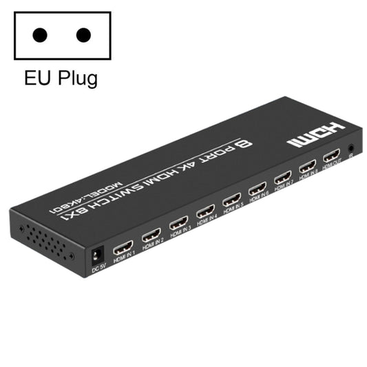 FJGEAR FJ-4K801 4K 8 In 1 Out HDMI HD Video Switcher, Plug Type:EU Plug(Black) - free shipping - PMC Jewellery - Order now!