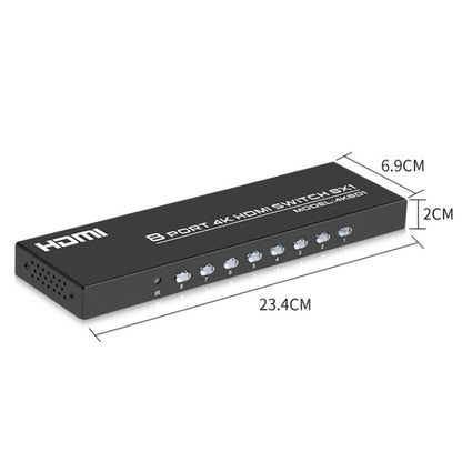 FJGEAR FJ-4K801 4K 8 In 1 Out HDMI HD Video Switcher, Plug Type:EU Plug(Black) - free shipping - PMC Jewellery - Order now!