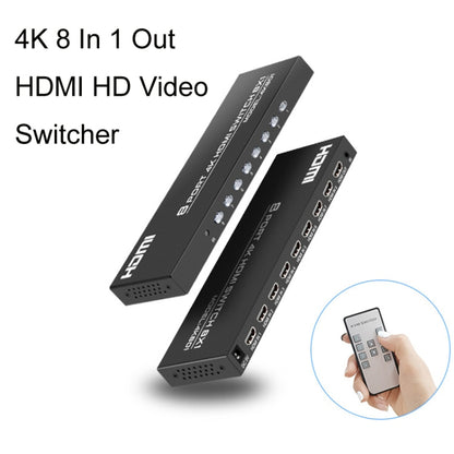 FJGEAR FJ-4K801 4K 8 In 1 Out HDMI HD Video Switcher, Plug Type:EU Plug(Black) - free shipping - PMC Jewellery - Order now!