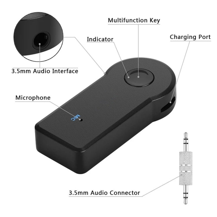 2 in 1 3.5mm AUX Metal  Adapter + USB Car Bluetooth 4.1 Wireless Bluetooth Receiver Audio Receiver Converter - Audio Receiver Transmitter by PMC TechLife | Online Shopping South Africa | PMC TechLife
