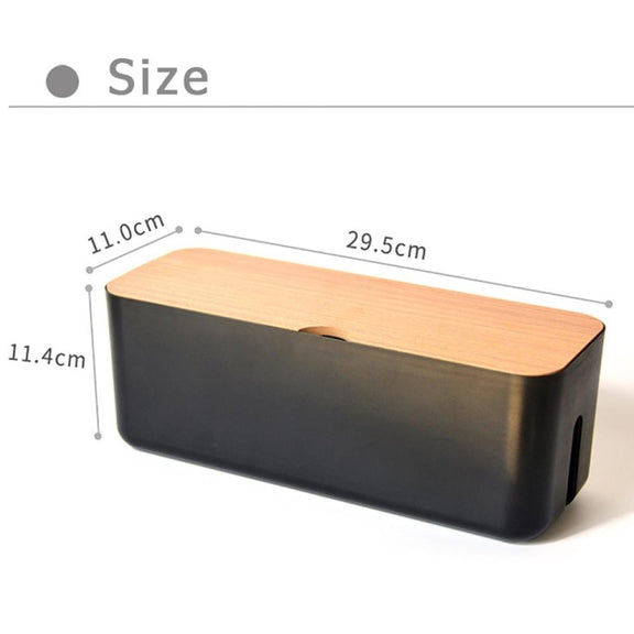 Power Cable Storage Box Case Anti-dust Charger Socket Organizer Desktop Network Line Storage Bin(White)