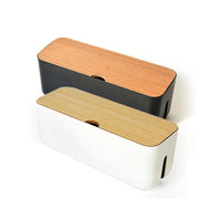 Power Cable Storage Box Case Anti-dust Charger Socket Organizer Desktop Network Line Storage Bin(White)