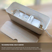Power Cable Storage Box Case Anti-dust Charger Socket Organizer Desktop Network Line Storage Bin(White)