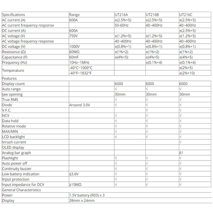 UNI-T UT216A 600A Digital Clamp Meter AC DC Voltage Detector - free shipping - PMC TechLife - Order now!