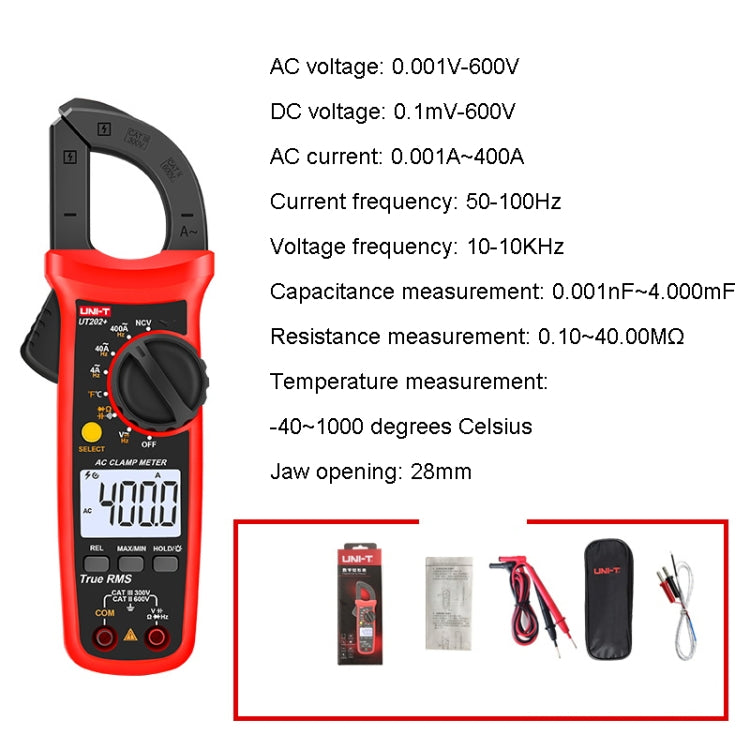 UNI-T UT202+ Digital Clamp Multimeter AC/DC Voltage Detector - free shipping - PMC Jewellery - Order now!