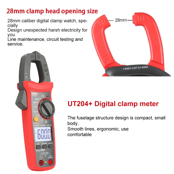 UNI-T  UT204+ 600A  Digital Clamp Meter AC DC Voltage Detector