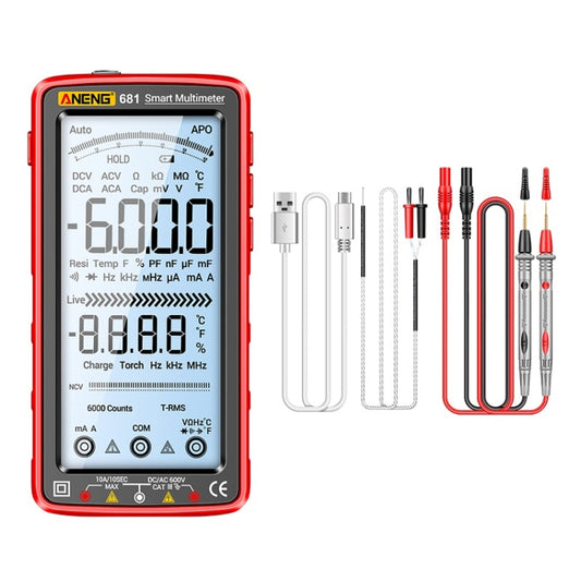 ANENG 681 LCD Digital Display Screen Smart Automatic Range Rechargeable Multimeter(Red) - free shipping - PMC Jewellery - Order now!