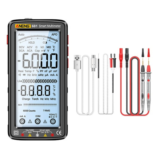ANENG 681 LCD Digital Display Screen Smart Automatic Range Rechargeable Multimeter(Black) - free shipping - PMC Jewellery - Order now!