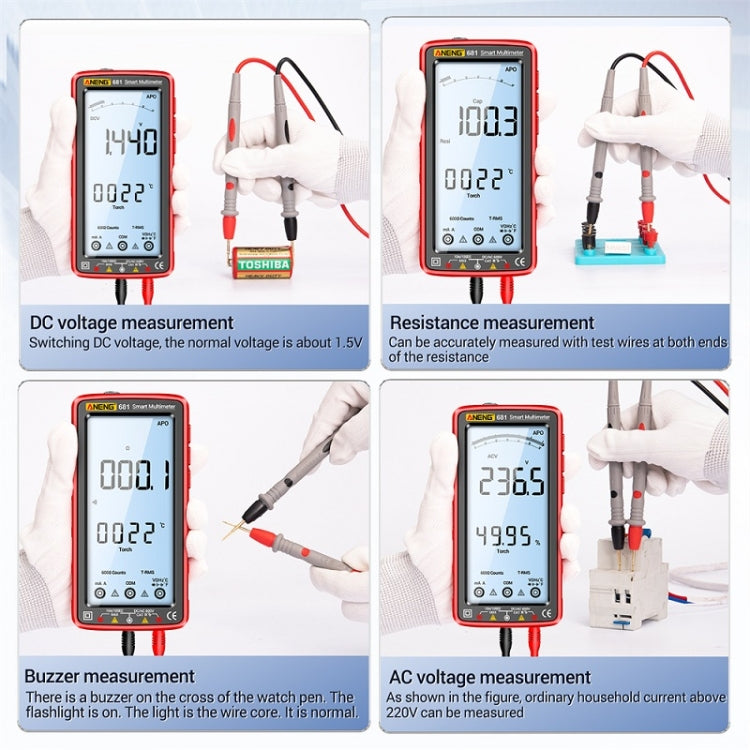 ANENG 681 LCD Digital Display Screen Smart Automatic Range Rechargeable Multimeter(Black)