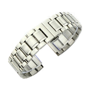 19mm Steel Bracelet Butterfly Buckle Five Beads Unisex Stainless Steel Solid Watch Strap, Color:Silver