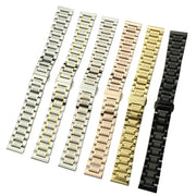 19mm Steel Bracelet Butterfly Buckle Five Beads Unisex Stainless Steel Solid Watch Strap, Color:Silver