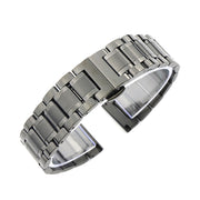20mm Steel Bracelet Butterfly Buckle Five Beads Unisex Stainless Steel Solid Watch Strap, Color:Black