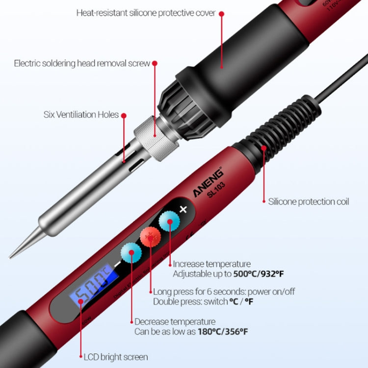 ANENG 60W Adjustable Temperature Electric Soldering Iron Welding Tool, US Plug(SL103) - free shipping - PMC Jewellery - Order now!