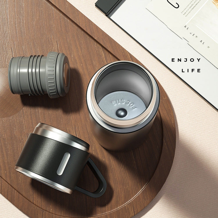 500ml 304 Stainless Steel Thermos Cup Portable Business Tea Cup,Spec: Gift Box Set(Black)