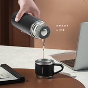 500ml 304 Stainless Steel Thermos Cup Portable Business Tea Cup,Spec: Gift Box Set(Black)