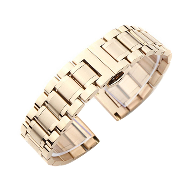 13mm Steel Bracelet Butterfly Buckle Five Beads Unisex Stainless Steel Solid Watch Strap, Color:Rose Gold - Watch Bands by PMC TechLife | Online Shopping South Africa | PMC TechLife