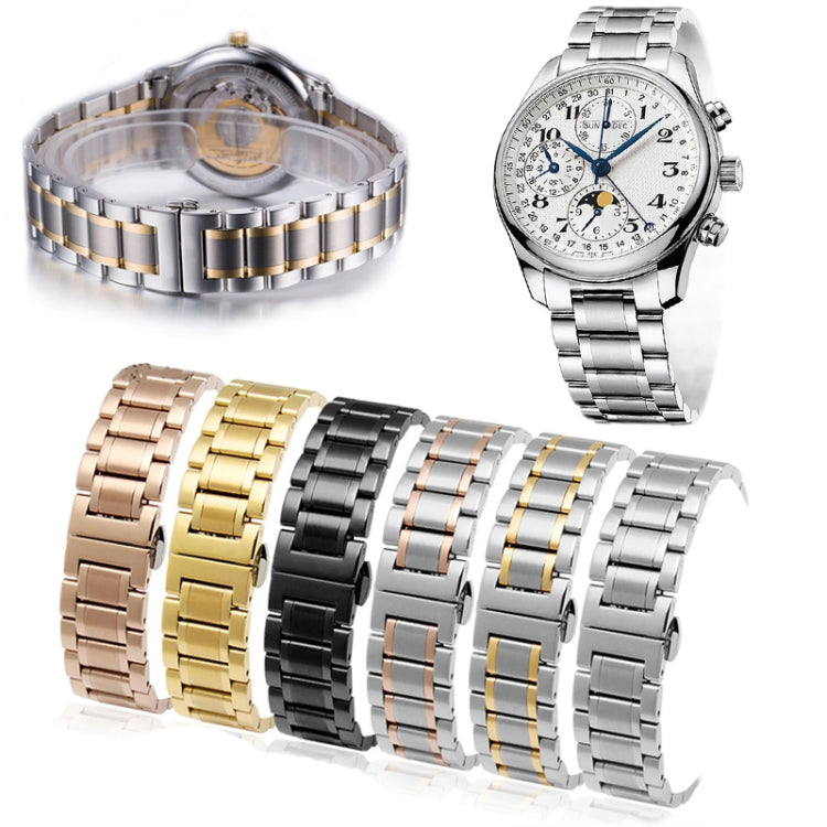 13mm Steel Bracelet Butterfly Buckle Five Beads Unisex Stainless Steel Solid Watch Strap, Color:Rose Gold - Watch Bands by PMC TechLife | Online Shopping South Africa | PMC TechLife