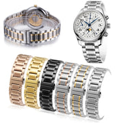 14mm Steel Bracelet Butterfly Buckle Five Beads Unisex Stainless Steel Solid Watch Strap, Color:Black