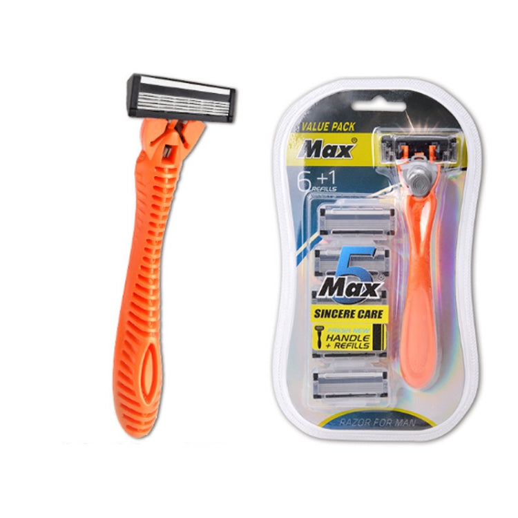 Five-layer Stainless Steel Disposable Cutter Head Disposable Manual Shaver(Orange)