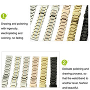 15mm Steel Bracelet Butterfly Buckle Five Beads Unisex Stainless Steel Solid Watch Strap, Color:Silver