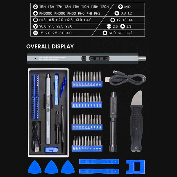 51 In 1 Rechargeable Mini Electric Screwdriver Set With 3LED Lighting(Gray)