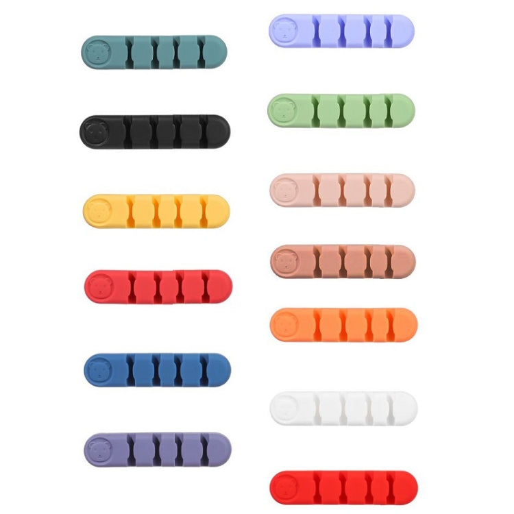 5 PCS 4 Holes Bear Silicone Desktop Data Cable Organizing And Fixing Device(Dark Green) - Cable Organizer by PMC TechLife | Online Shopping South Africa | PMC TechLife