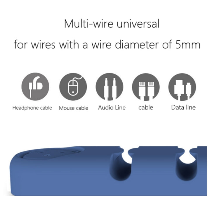5 PCS 4 Holes Bear Silicone Desktop Data Cable Organizing And Fixing Device(Lavender Grey)