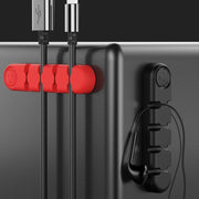 5 PCS 4 Holes Bear Silicone Desktop Data Cable Organizing And Fixing Device(Black)