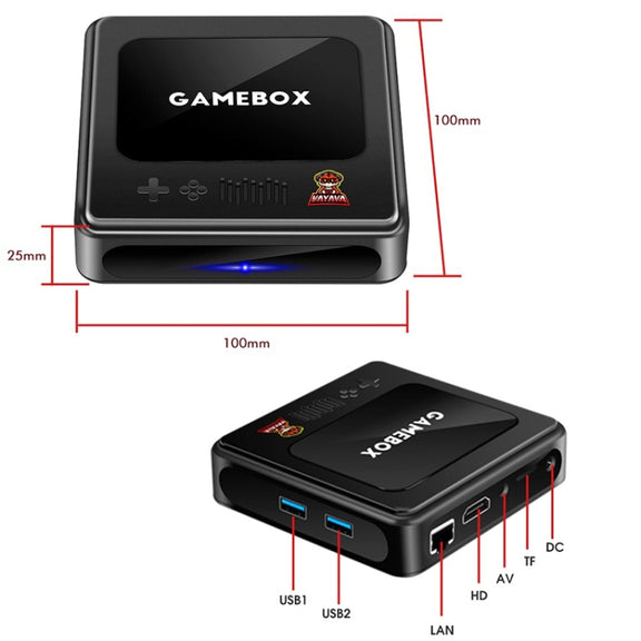 GD10 64G Built-In 30000+ Games Dual System Set-Top Box 3D Home 4K HD  TV Game Console Box EU Plug(Black)