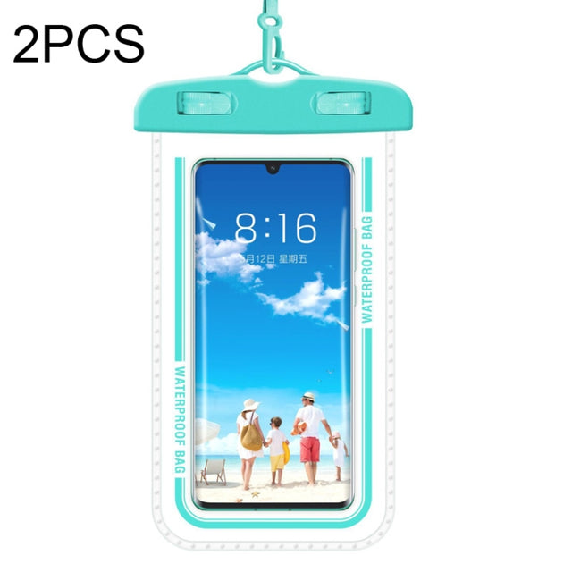 2 PCS Transparent Water-resistant Cell Phone Case Swimming Cell Phone Bag Macaron Blue